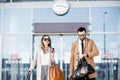 Business couple near the airport Royalty Free Stock Photo