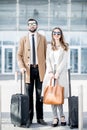 Business couple near the airport Royalty Free Stock Photo