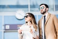 Business couple near the airport Royalty Free Stock Photo