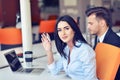 Business couple in an office working on the computer Royalty Free Stock Photo