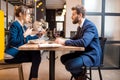 Business couple at the restaurant Royalty Free Stock Photo