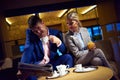 Business couple take drink after work Royalty Free Stock Photo