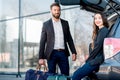 Business couple traveling by car Royalty Free Stock Photo