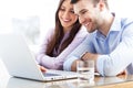 Business couple using laptop Royalty Free Stock Photo