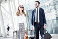 Business couple near the airport Royalty Free Stock Photo