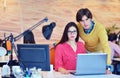 Business couple working together on project at modern startup office Royalty Free Stock Photo