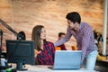 Business couple working together on project at modern startup office Royalty Free Stock Photo