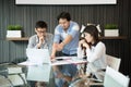 Business coworkers discussing in meeting room in office Royalty Free Stock Photo