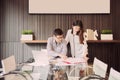 Business coworkers discussing in meeting room in office Royalty Free Stock Photo