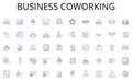 Business coworking line icons collection. Expressiveness, Articulation, Eloquence, Clarity, Precision, Fluency Royalty Free Stock Photo