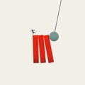 Business crash, disaster vector concept. Symbol of fall, recession, danger and risk. Minimal art illustration.