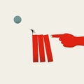 Business crash, disaster vector concept. Symbol of fall, recession, danger and risk. Minimal art illustration.