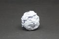 Business Creative and Idea Concept : Close up white crumpled paper ball on gray background. Royalty Free Stock Photo