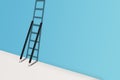 Two black pencils standing on white floor and shadow in ladder shape shading on blue wall. Royalty Free Stock Photo