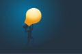 Business creative Idea, Solution and success concept.Business man holding light bulb over his head.Vector illustration Royalty Free Stock Photo