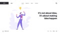 Business Creative Innovation Success Brainstorming Concept with Proud Businessman Character with Idea Lightbulb