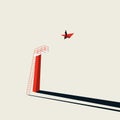 Business creative solution and vision vector concept with businessman flying on paper plane. Minimalist art style