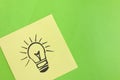 Business creativity and inspiration concepts with lightbulb drawing on green background