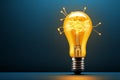 Business creativity, Lightbulb and pencil spark motivation for yellow success