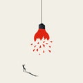 Business creativity vector concept, light bulb explosion. Symbol of creative idea, brainstorming. Minimal illustration