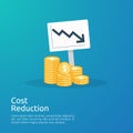 business crisis concept. money fall down with arrow decrease symbol. economy stretching rising drop, global lost bankrupt. cost Royalty Free Stock Photo