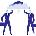 Business crisis risk icon vector man under cloud Royalty Free Stock Photo