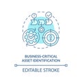 Business-critical asset identification blue concept icon