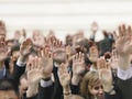 Business Crowd Raising Hands Royalty Free Stock Photo