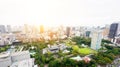 Panoramic modern city skyline bird eye aerial view with zojo-ji temple shrine in Tokyo, Japan Royalty Free Stock Photo