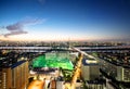 Panoramic modern city skyline bird eye aerial night view in Tokyo, Japan Royalty Free Stock Photo