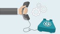 Business customer care service concept. Icons set of contact us, support, help, phone call and website click. Flat vector illustra Royalty Free Stock Photo