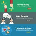 Business customer care service concept, rating on customer service and review flat banner set