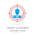 Business Customer targeting line icon. Marketing target strategy symbol, Target Audience