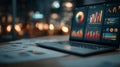 Business Data Analysis Presentation On Laptop Screen Royalty Free Stock Photo