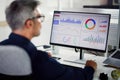 Business Data Analyst Using KPI Data Dashboard Royalty Free Stock Photo