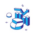 Business data analyzing commercial growth successful strategy with arrow and chart isometric vector