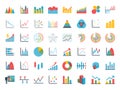 Business data elements dot bar pie charts graphs.