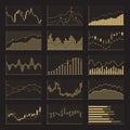 Business data financial charts. Stock analysis graphics on black background Royalty Free Stock Photo