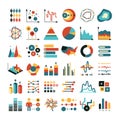 Business data graph and charts. Marketing statistics vector flat icons