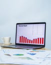 business data graph on laptop with copy space for making presentation Royalty Free Stock Photo