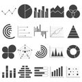 Business data graphs icons. Financial and marketing charts. Market elements dot bar pie charts diagrams and graphs Royalty Free Stock Photo