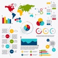 Business data market elements dot bar pie charts diagrams and gr Royalty Free Stock Photo