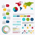 Business data market elements dot bar pie charts diagrams and gr Royalty Free Stock Photo