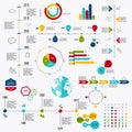 Business data market elements dot bar pie charts diagrams and gr Royalty Free Stock Photo