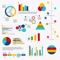 Business data market elements dot bar pie charts diagrams and gr Royalty Free Stock Photo