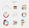 Business data market elements dot bar pie charts diagrams and graphs flat design. Royalty Free Stock Photo