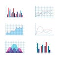 Business data market elements dot pie bar charts diagrams and graphs flat icons set. Statistic and data, information infographic. Royalty Free Stock Photo