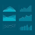 Business data market elements. Template diagrams and graphs flat icons set. Elements for HUD concept. Vector illustration isolated Royalty Free Stock Photo