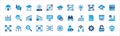 Business data, statistic and security related icon set. Contains icons of chart, analytic, database, protection, cloud, computing