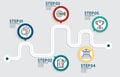 business data visualization horizonta steps timeline infographic element report layout template background with business line icon Royalty Free Stock Photo